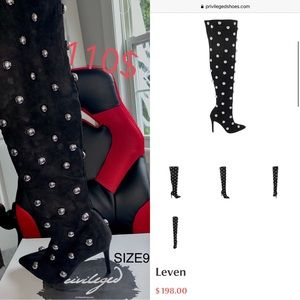 Thigh high suede booties